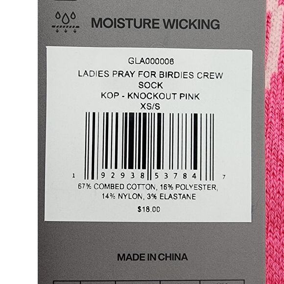 New NWT G/Fore Ladies Pray For Birdies Crew Socks Knockout Pink Size 5-8 - Picture 5 of 5